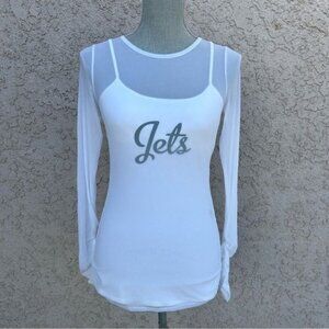 NWT Women's NFL New York JETS Cami Tank Top & Mesh Long Sleeve Shirt - Large